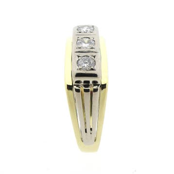 Bicolor gouden herenring met diamant 0,3 ct., Gebruikt, 19 tot 20, Heer, Ophalen of Verzenden