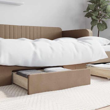 vidaXL Bedlades 2 st bewerkt hout en kunstleer, Verzenden, Nieuw, Bruin, Hout