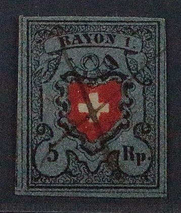 Zwitserland 1850 - Zwitserland 7 II DD, Rayon 5 Rp., Gestempeld