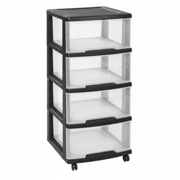 Curver Essentials Ladesysteem - 4x20L - Zwart, Verzenden, Nieuw
