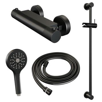 Brauer Black Carving Glijstangset met Thermostaatkraan -, Ophalen of Verzenden, Nieuw