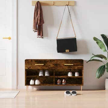 vidaXL Schoenenbank 102x35x55 cm bewerkt hout gerookt, Huis en Inrichting, Verzenden, Nieuw