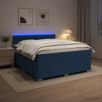 vidaXL Boxspringbed met matras met hoofdeinde Blauw 160 x, Verzenden, Nieuw, Tweepersoons, Blauw