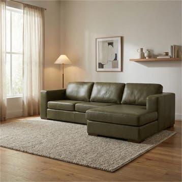 Leren hoekbank Flow - 2,5 zits arm links + longchair rechts, 250 tot 300 cm, Hoekbank, Nieuw, Ophalen of Verzenden