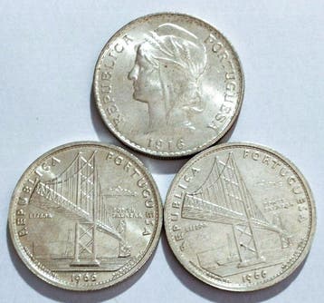 Portugal. Republic. 50 Centavos + 20 Escudos -1916 + 1966 -