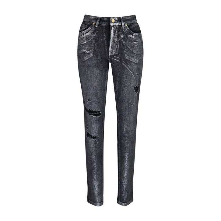 MAC • Mel jeans met zilveren coating • 36, Kleding | Dames, Spijkerbroeken en Jeans, Zwart, Nieuw, Verzenden