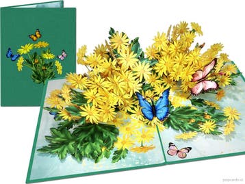 Grote Wenskaart Gele Margriet Goudsbloemen met Vlinders P..., Diversen, Verzenden, Nieuw