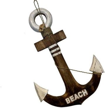Anker Hout Maritiem Beach Incl. Touw 60 cm, Ophalen of Verzenden, Nieuw