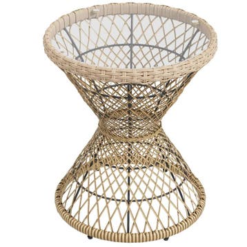 TRUUSK Boho Design Salontafel Bijzettafel - Glazen Blad - PE, Verzenden, Nieuw