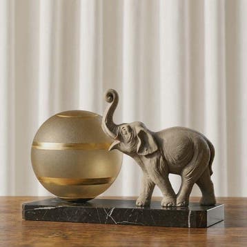 Lamp - Opaline glas, Zwart marmer - Art-deco lamp