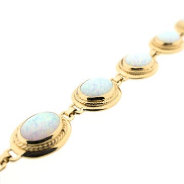 Gouden armband met opaal (Schakelarmband), Gebruikt, Ophalen of Verzenden, Met edelsteen, Goud