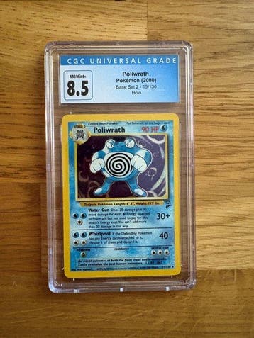 1 Graded card Poliwrath 15/130 Holo from 2000 Pokémon Base, Nieuw