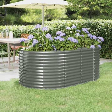 vidaXL Plantenbak 175x100x68 cm gegalvaniseerd staal grijs, 100 cm of meer, Verzenden, Nieuw, Metaal