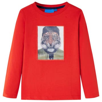 vidaXL Kindershirt met lange mouwen 128 rood, Verzenden, Nieuw