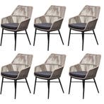 Chianti dining tuinstoel grijs rope set van 6, Ophalen of Verzenden, Nieuw, Aluminium