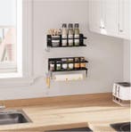 Set van 2 Wandplanken – Metaal en Hout met Haken, Huis en Inrichting, Kasten | Wandmeubels, Verzenden, Nieuw