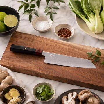 Yaxell Rei Kiritsuke mes 20 cm – 69 Lagen Damaststaal –, Huis en Inrichting, Ophalen of Verzenden, Nieuw, Hout