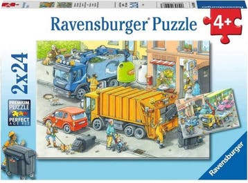 Vuilniswagen en sleepwagen - 2x24 stukjes, Ophalen of Verzenden, Nieuw