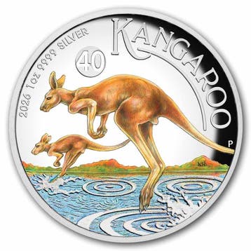 Kangaroo 1 oz 2026 - Proof en High Relief Coloured, Postzegels en Munten, Verzenden, Losse munt, Zilver
