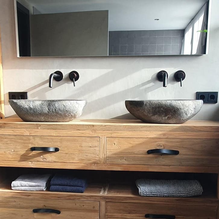 2 waskommen uit 1 steen!, Huis en Inrichting, Badkamer | Badkamermeubels, 25 tot 50 cm, Nieuw, Wasbak of Wastafel, Minder dan 100 cm