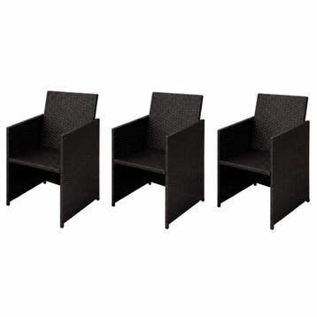 vidaXL Tuinstoelen 3 st Bruin Poly riet, Tuin en Terras, Verzenden, Nieuw