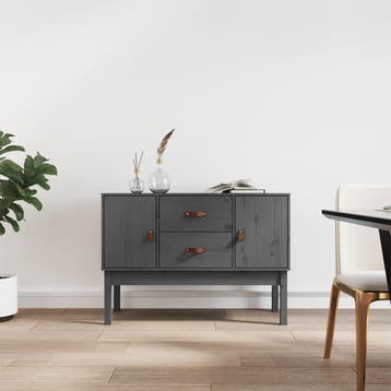 vidaXL Dressoir 110x40x78 cm massief grenenhout grijs, 100 tot 150 cm, Verzenden, Nieuw, Grenenhout