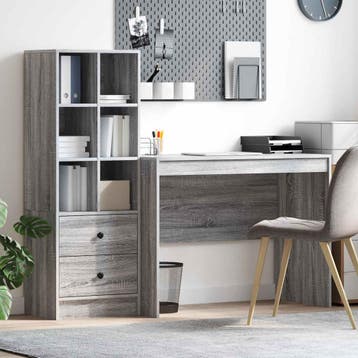 vidaXL Bureau Grijs Sonoma 145.5 x 50 x 127 cm 2 st, Verzenden, Nieuw