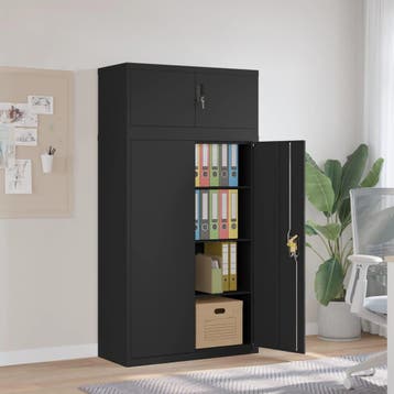 vidaXL Archiefkast 90x40x180 cm staal zwart, Verzenden, Nieuw