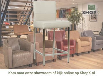 Leren barkruk Bright laag - Toledo Misty (crème) - Poten, Huis en Inrichting, Barkrukken, Nieuw, Leer, Ophalen of Verzenden, 90 cm of meer