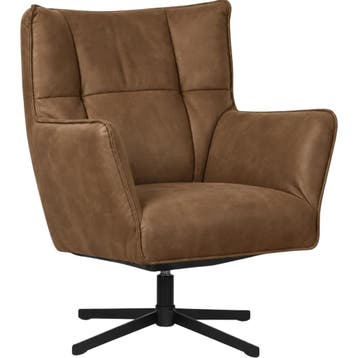 Leren draaifauteuil Lovely - Kenia Brown (bruin), Nieuw, Ophalen of Verzenden, 75 tot 100 cm, Eigentijds, Modern, Retro, Vintage