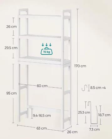 Bamboe toiletrek met 3 verstelbare legplanken, Verzenden, Nieuw