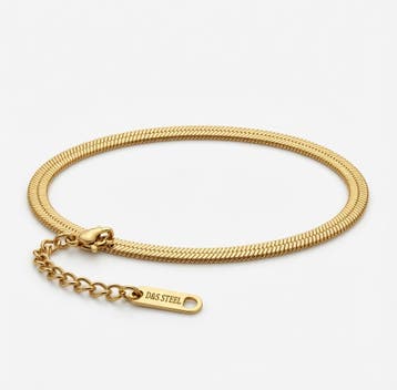 Goud-Stijl Vergulde Slangenketting Armband, Sieraden, Tassen en Uiterlijk, Armbanden, Ophalen of Verzenden, Nieuw, Goud, Staal