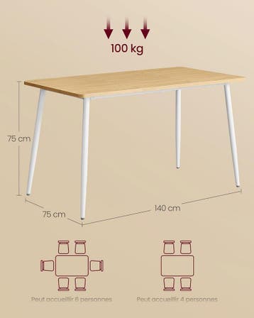 Eettafel - keukentafel - 4-6 personen - tafelblad 140x75 cm, Verzenden, Nieuw