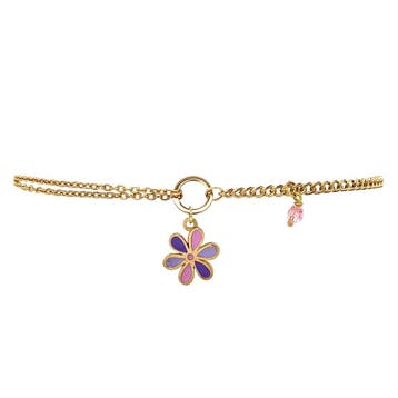 Gouden kinder armband met emaille bloem 18 karaat, Verzenden, Zo goed als nieuw, Goud