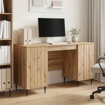 vidaXL Bureau Artisanaal eiken Bewerkt hout 142,5 x 50 x 75, Huis en Inrichting, Bureaus, Verzenden, Nieuw