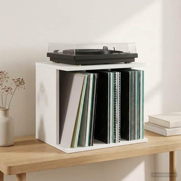 vidaXL Vinyl Platenspeler Opslag Wit 42 x 33 x 36 cm Bewerkt, Verzenden, Nieuw