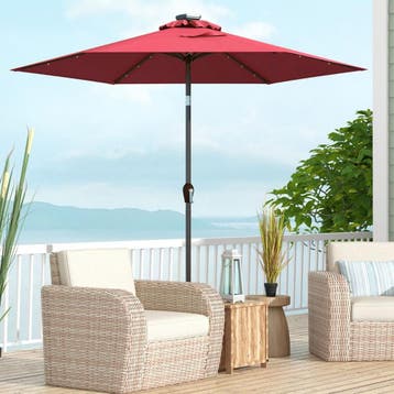 2dekans | Coast Kantelbare Parasol met LED-verlichting -, Ophalen of Verzenden, Zo goed als nieuw
