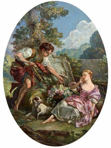 Scuola francese (XIX-XX) - Il dono dei fiori –