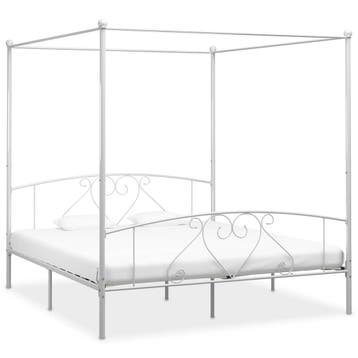 vidaXL Hemelbedframe metaal wit 200x200 cm, Verzenden, Wit, Overige maten, 200 cm