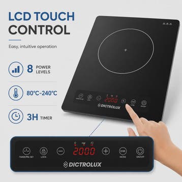 Draagbare Inductie Kookplaat 2000W met Touch Control en Time, Verzenden, Nieuw