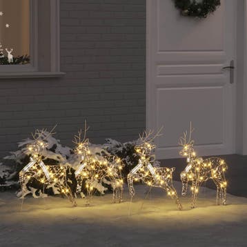 vidaXL LED Rendieren 4 st 80 LEDs Goud 44 x 18 x 65,5 cm, Verzenden, Nieuw