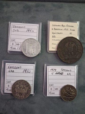 Vaticaan. Lotto 4 monete - incluso 3 baiocchi 1849 (Zonder, Postzegels en Munten