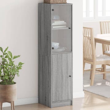 vidaXL buffetkast met glazen deur 35x37x142 cm grijs sonoma, Minder dan 50 cm, Verzenden, Nieuw, Minder dan 100 cm