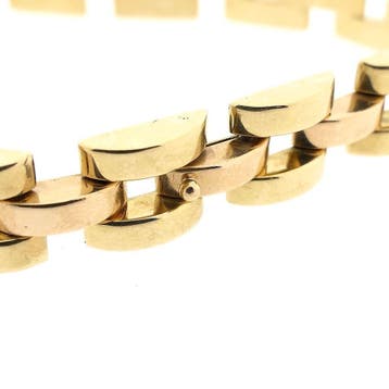 Bicolor gouden Bismarck schakelarmband, Ophalen of Verzenden, Gebruikt, Goud, Goud