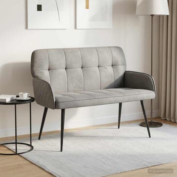 vidaXL 2-zitsbank met metalen poten 2-zits Lichtgrijs, Verzenden, Minder dan 150 cm, Stof, Nieuw