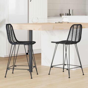 vidaXL Barkruk 2 st Zwart 44,5 x 54,5 x 97,5 cm Riet en, Verzenden, Nieuw