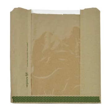 Kraft Medium Sandwich/Cookie Bag met PLA-venster, Verzenden, Nieuw in verpakking