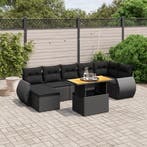 vidaXL 8-delige Loungeset met kussens poly rattan zwart, Verzenden, Nieuw, Rotan, Loungeset
