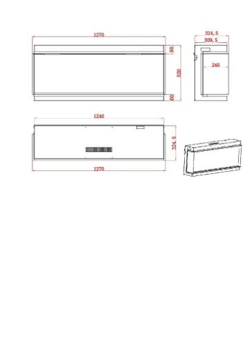 1,2 En 3 Zijdige Elektrische Haard 60 Inch 153 Cm, Nieuw