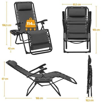 2dekans | Yaheetech Zero Gravity Stoelen Set van 2 –, Ophalen of Verzenden, Zo goed als nieuw